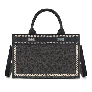 Montana West Tooled Collection Tote/Crossbody - Black