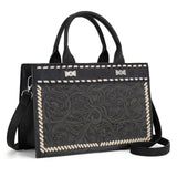Montana West Tooled Collection Tote/Crossbody - Black