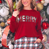 PREORDER- Merry Plaid Patch Luxe Pullover