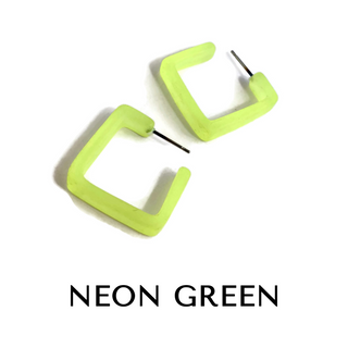 Square Frosted Lucite Hoop Earrings