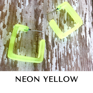 Square Frosted Lucite Hoop Earrings