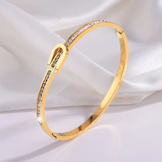 Love And Rhinestones Bangle - Gold