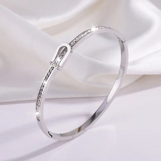 Love And Rhinestones Bangle - Silver