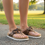 Never Settle Sandals - Leopard by Corkys