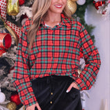PREORDER- Nina Button Up Tunic- Christmas Plaid