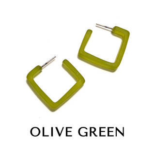 Square Frosted Lucite Hoop Earrings