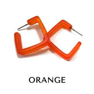 Square Frosted Lucite Hoop Earrings