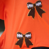 PREORDER- Sideline Sparkle Ruffle Top- Orange