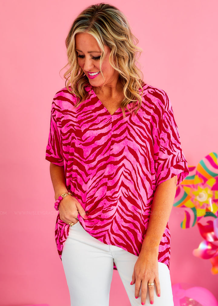 Jungle Paradise Top - Red/Pink - FINAL SALE