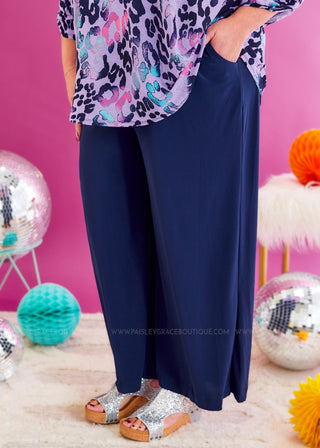 Kelly Flowy Pants - Navy - FINAL SALE