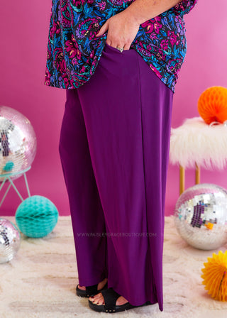 Kelly Flowy Pants - Plum - FINAL SALE