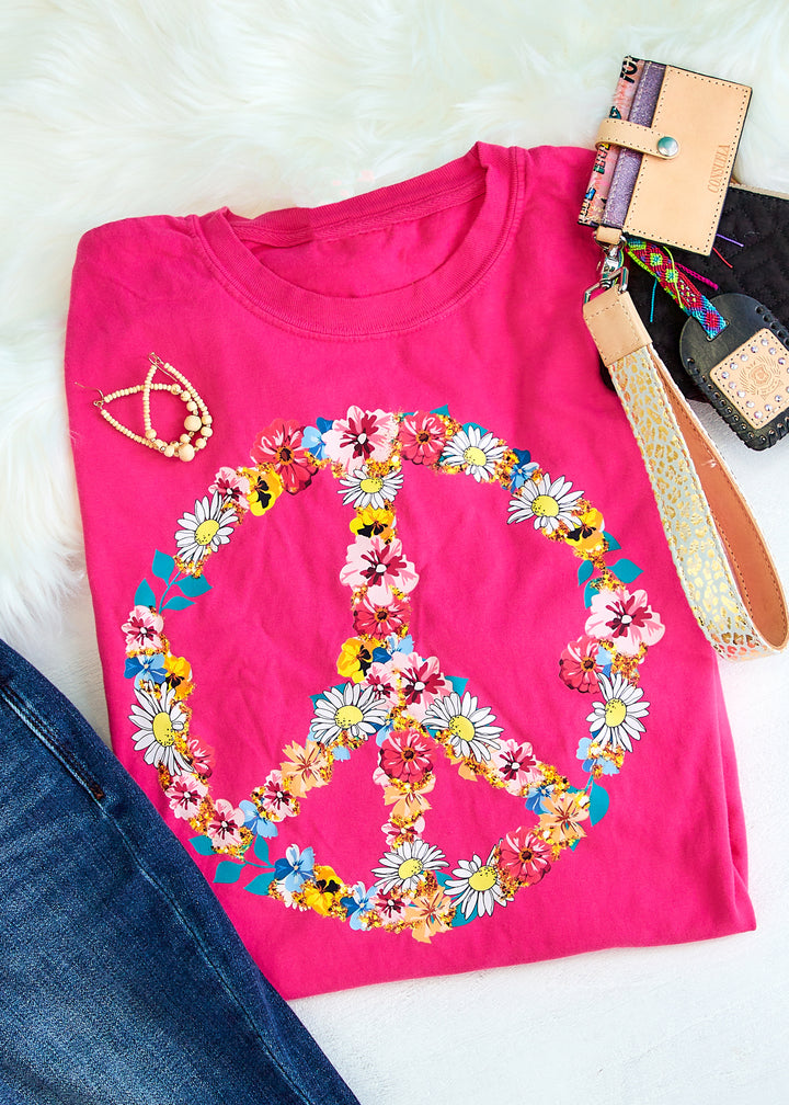 Peace & Flowers Graphic Tee
