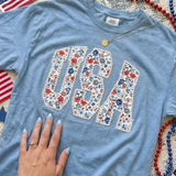 FAUX Pearl Lined embroidered USA