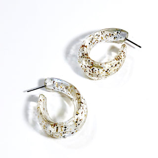 Glitter Confetti Oval Hoop Earrings  - PREORDER