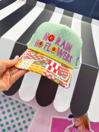 No Rain, No Flowers Embroidered Hat