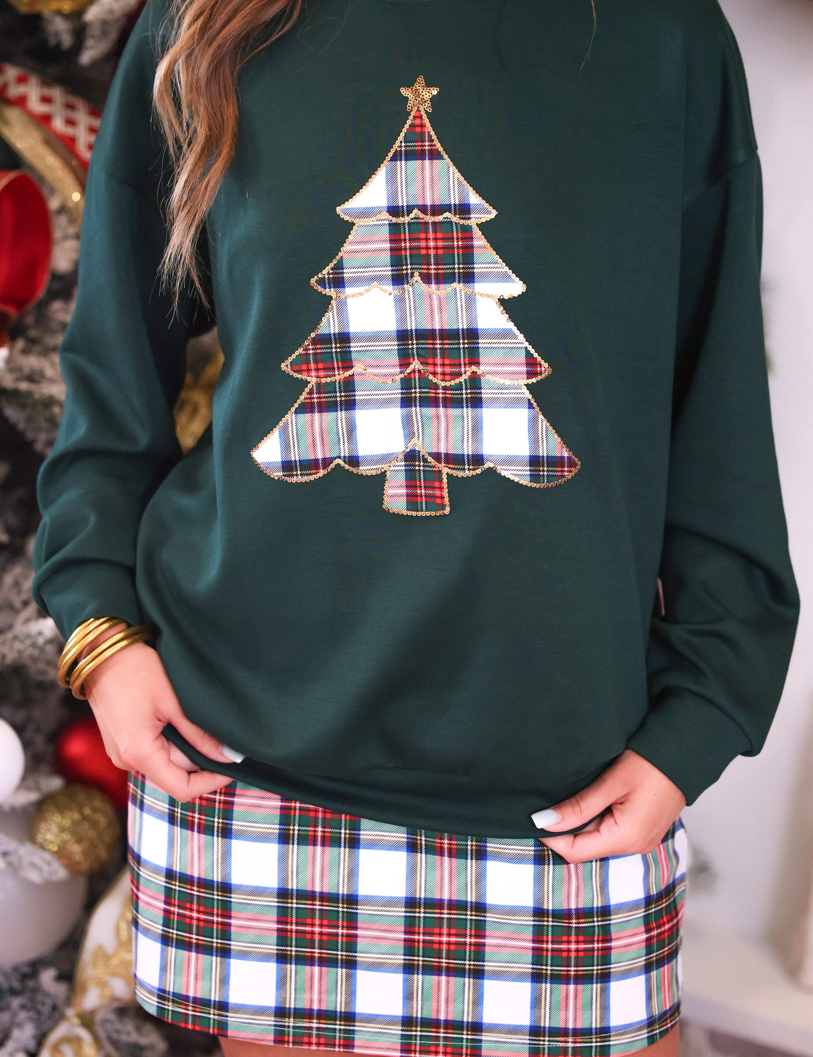 PREORDER- Plaid Christmas Tree Pullover