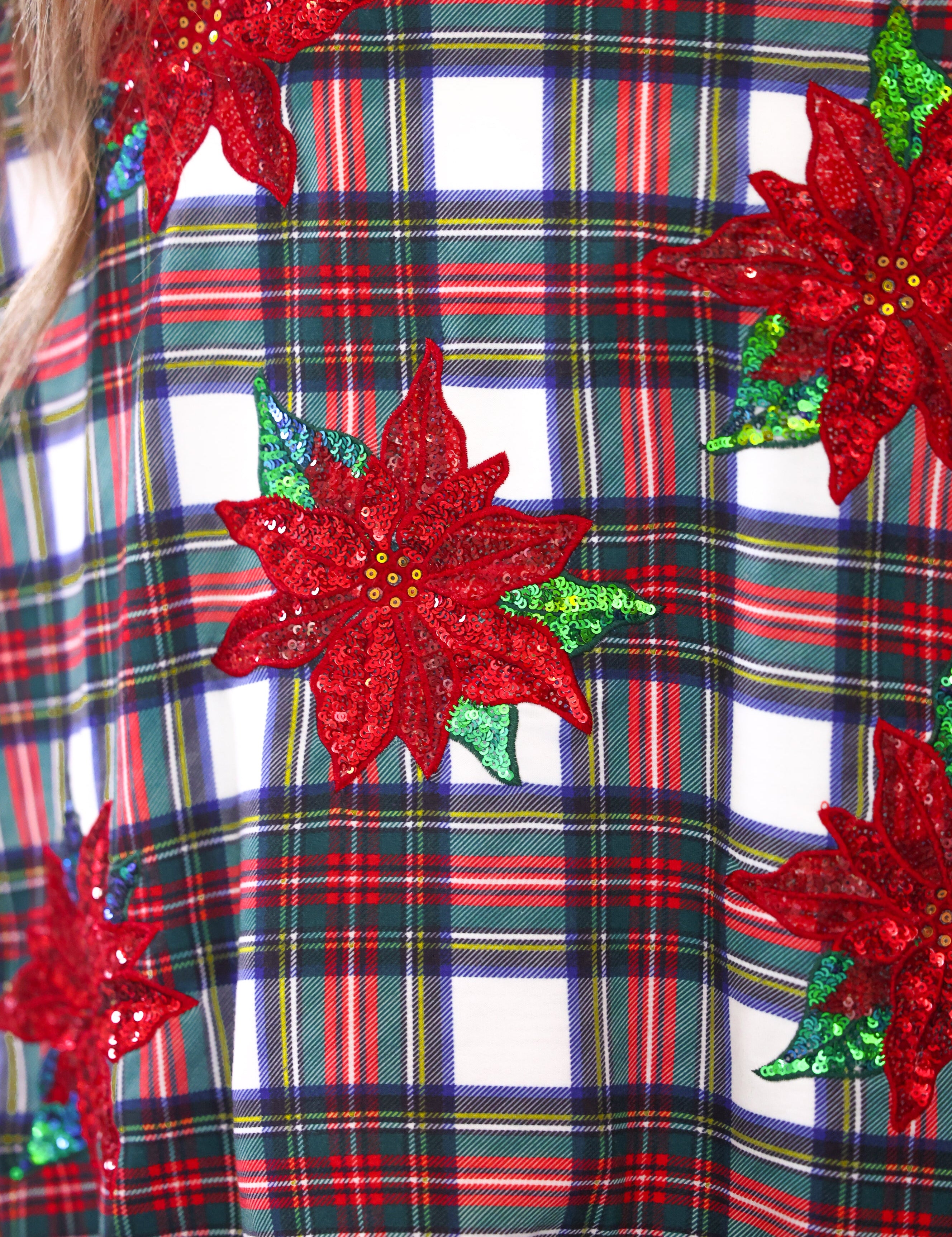 PREORDER- Plaid Poinsettia French Terry Pullover