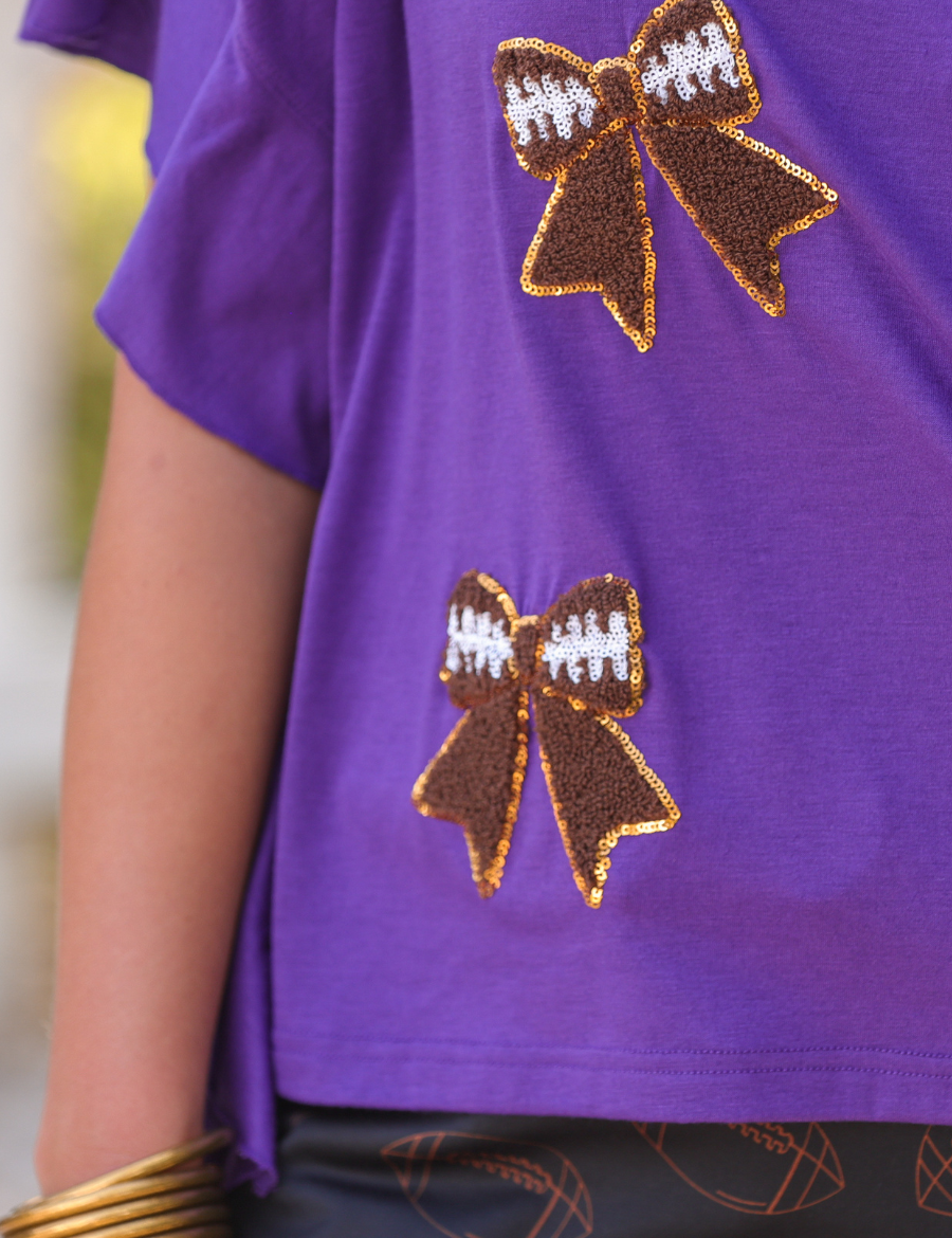 PREORDER- Sideline Sparkle Ruffle Top- Purple