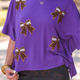 PREORDER- Sideline Sparkle Ruffle Top- Purple