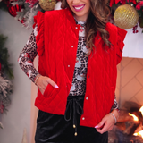 PREORDER- Velvet Quilted Vest- Red
