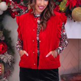 PREORDER- Velvet Quilted Vest- Red