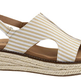 Ready Or Not Tan White Stripe Wedge by Corkys - LAST ONES FINAL SALE