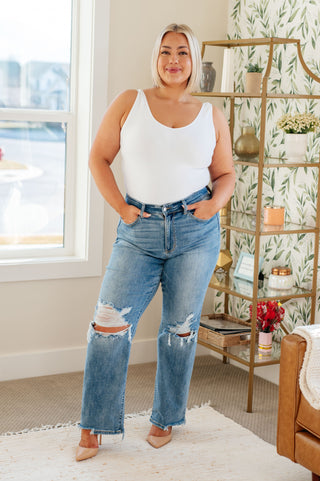 Rose 90's Straight Jeans by Judy Blue - LT Wash