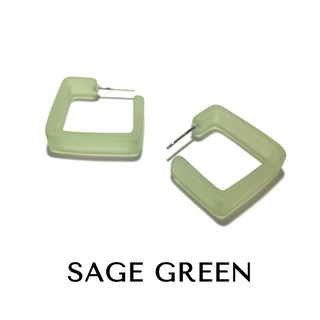 Square Frosted Lucite Hoop Earrings