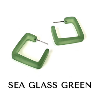 Square Frosted Lucite Hoop Earrings