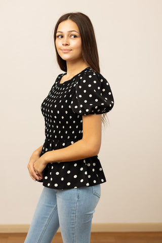 Polka Dot Smocked Blouse  - PREORDER