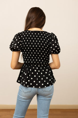 Polka Dot Smocked Blouse  - PREORDER