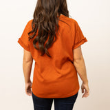 Lucy Rust Waffle Knit Top- FINAL SALE
