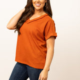 Lucy Rust Waffle Knit Top- FINAL SALE