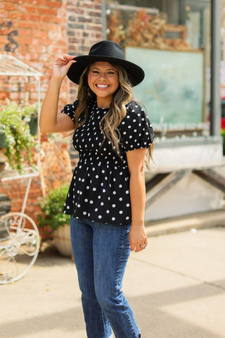 Polka Dot Smocked Blouse  - PREORDER