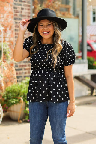 Polka Dot Smocked Blouse  - PREORDER