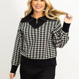 Houndstooth Print Pullover  - PREORDER