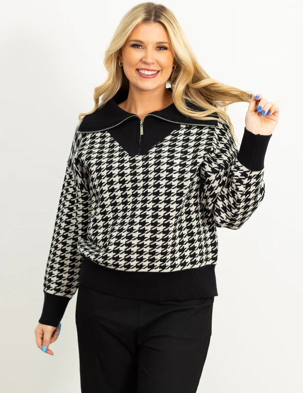 Houndstooth Print Pullover  - PREORDER