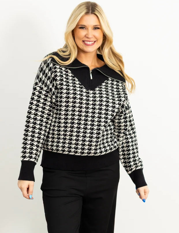 Houndstooth Print Pullover  - PREORDER