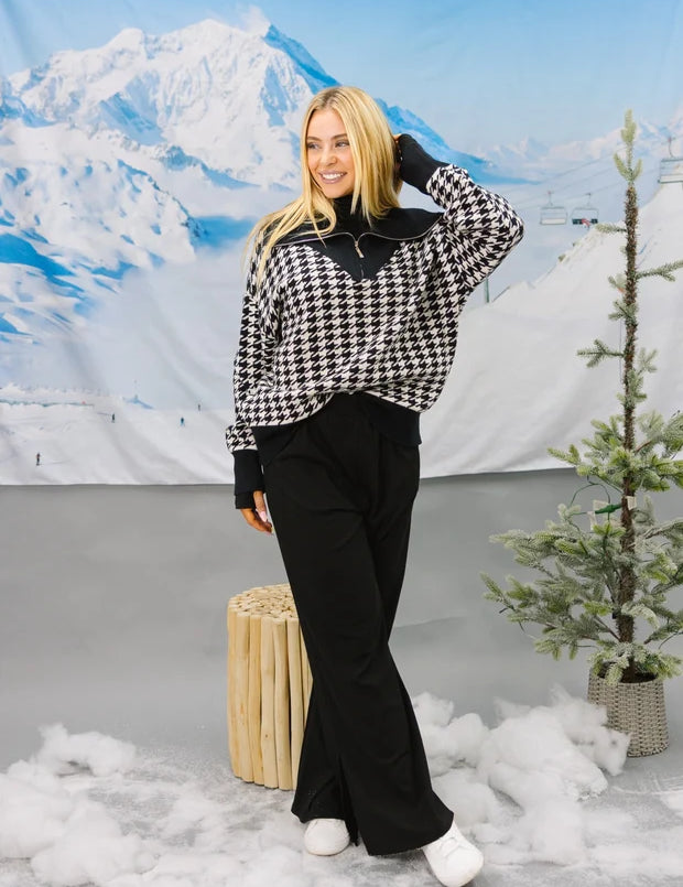 Houndstooth Print Pullover  - PREORDER