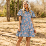 Floral Print Denim Dress