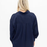 Kathryn Classic Button-Up Top - Navy