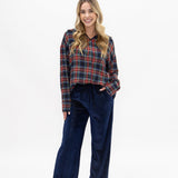 Kathryn Button-Up Top - Red Plaid  - PREORDER