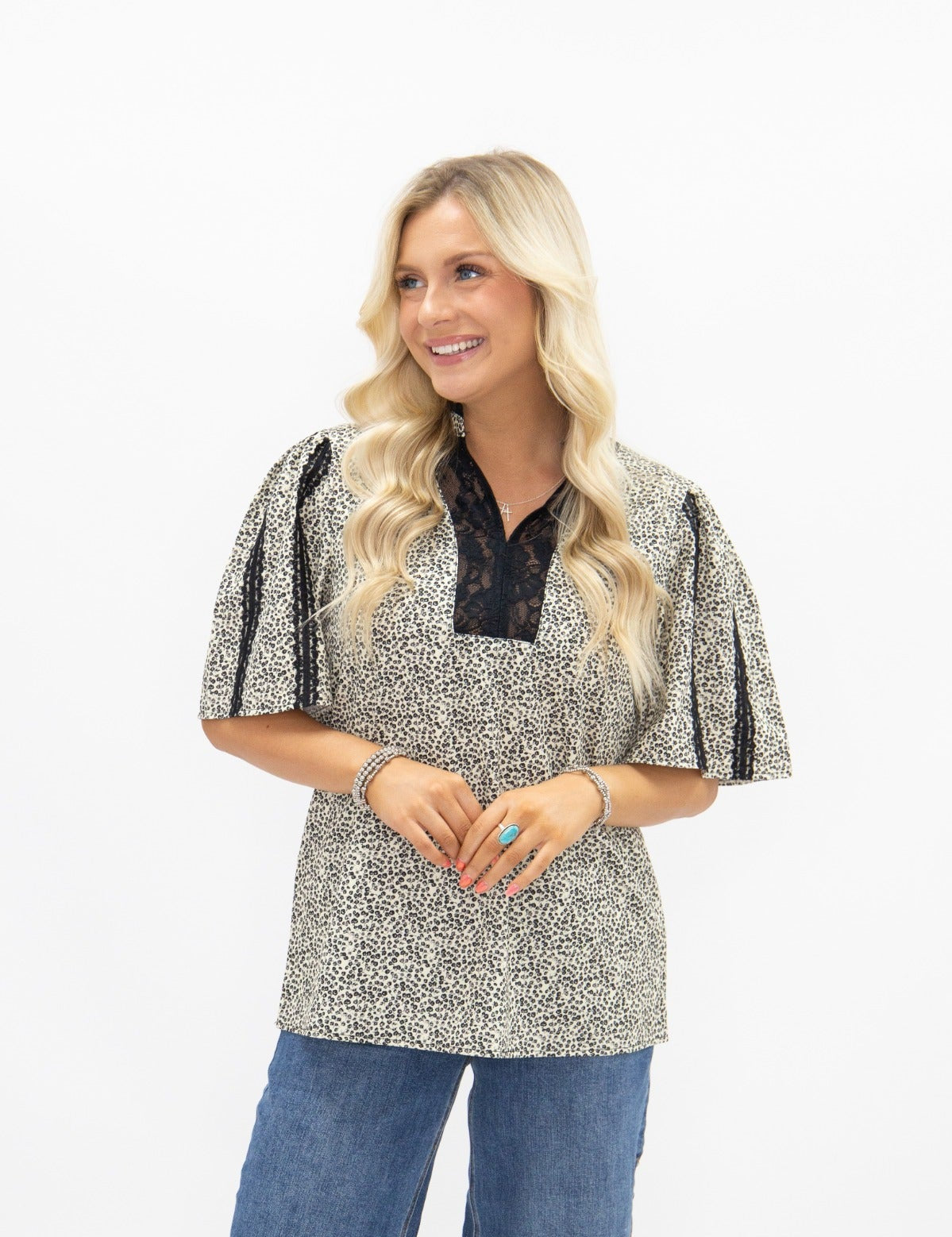 Black & Ivory Floral Top