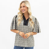 Black & Ivory Floral Top