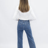 Straight-Leg Jeans with Pearls Studs