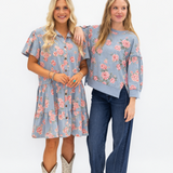 Floral Print Denim Top