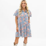 Floral Print Denim Dress