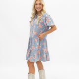 Floral Print Denim Dress