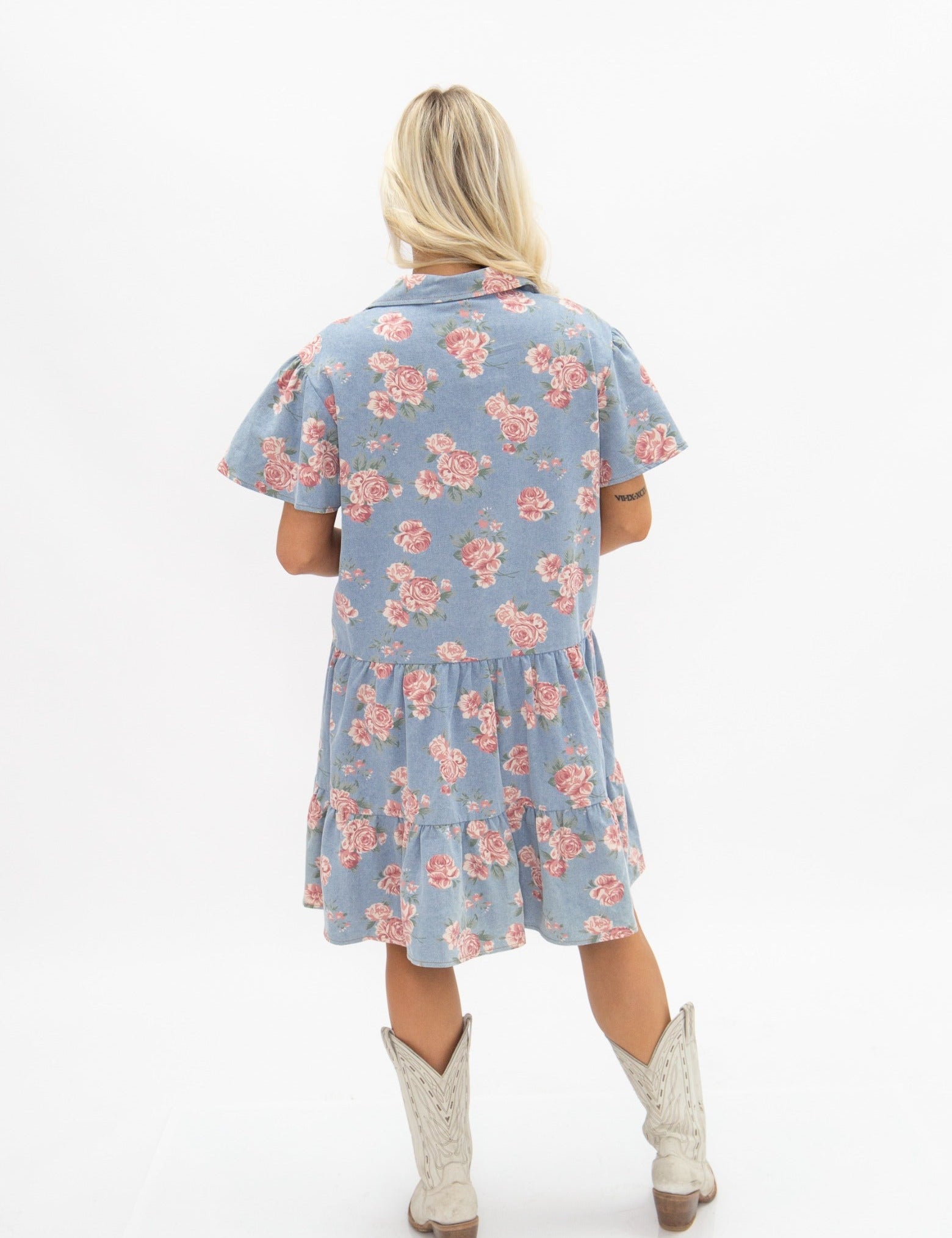 Floral Print Denim Dress