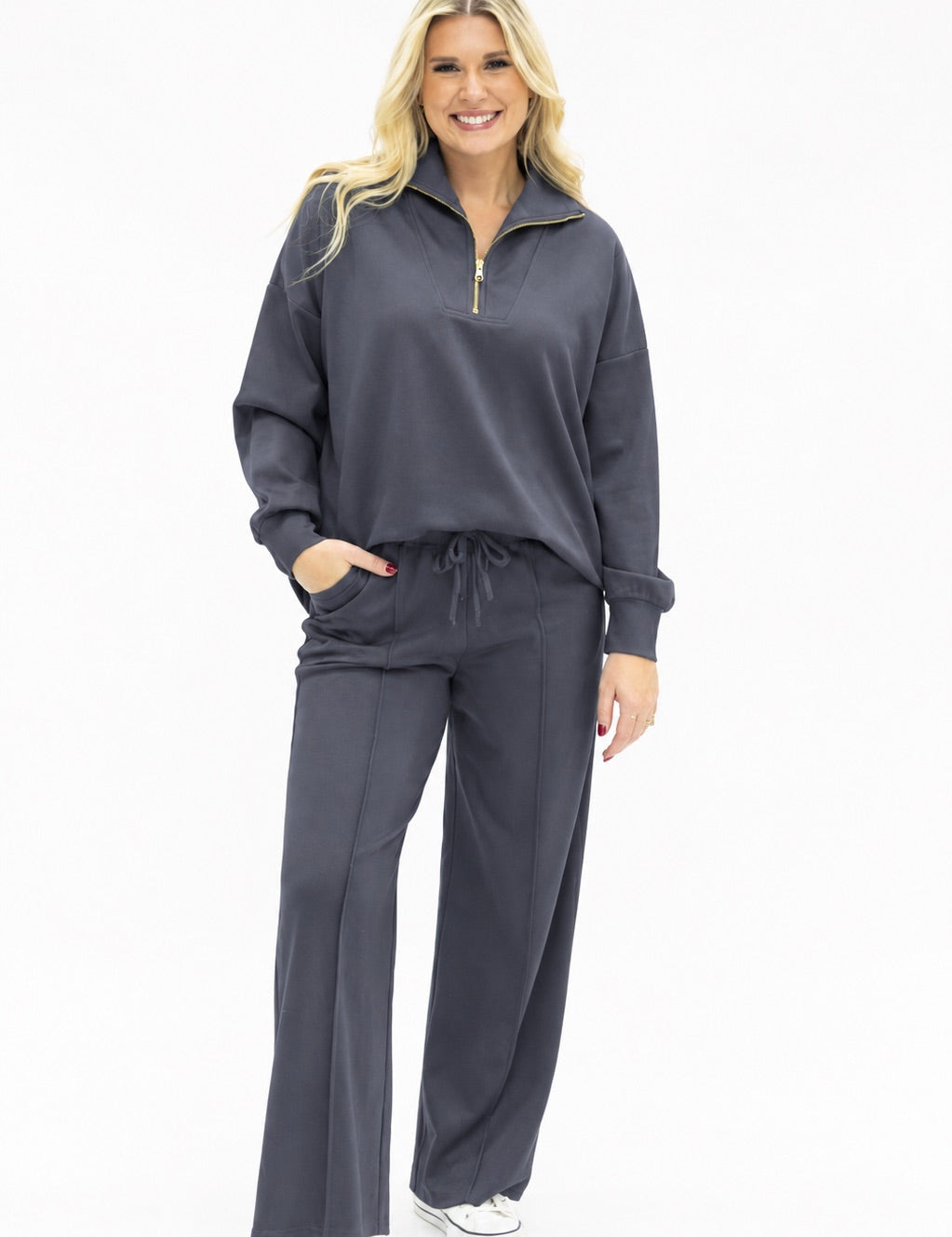 Butter Soft Quarter-Zip Top - Slate Blue